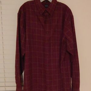 Red long sleeve button down shirt